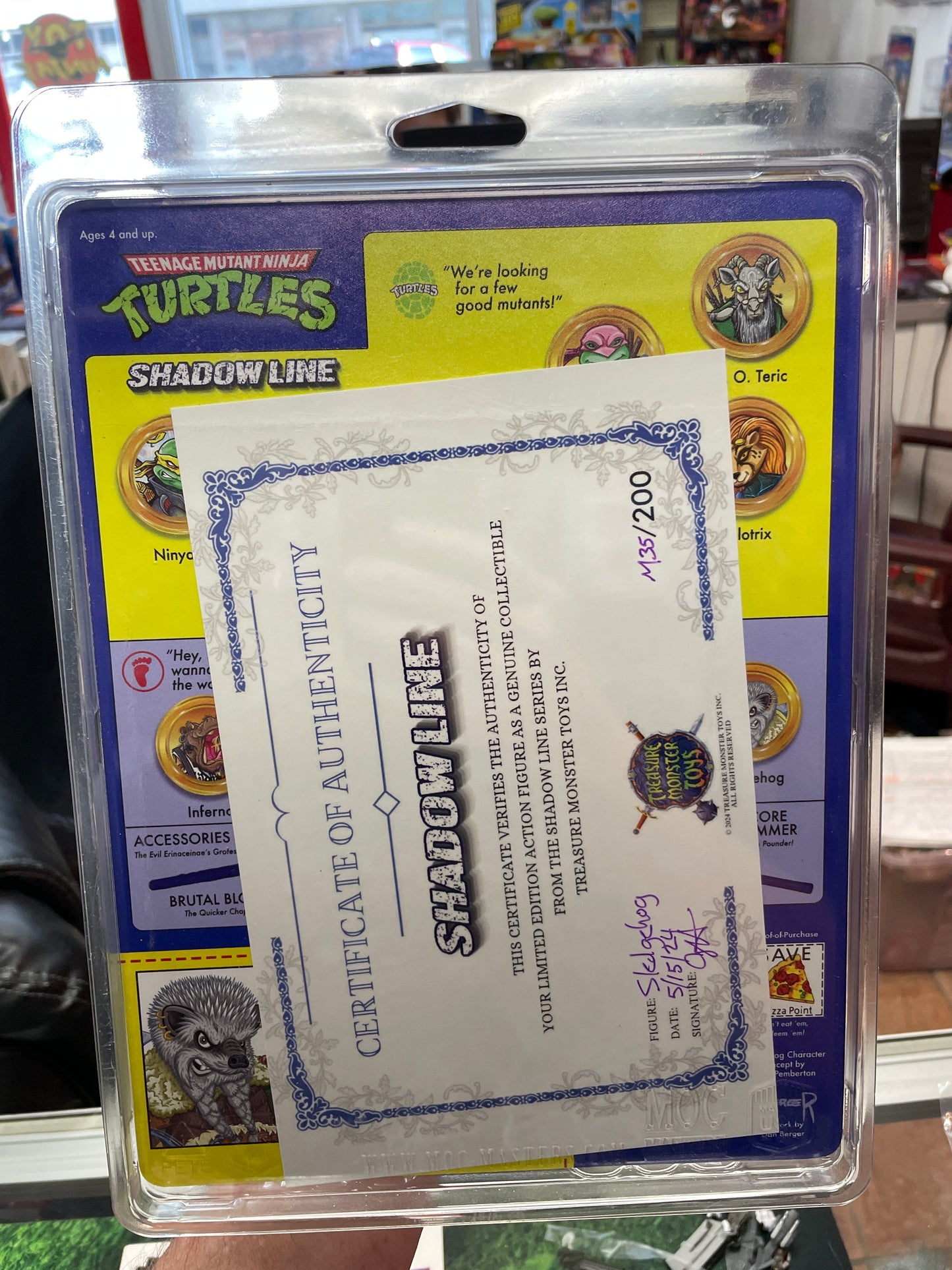 Treasure Monster Toys Shadow Line Sledgehog w/ Dan Berger sig card MOC